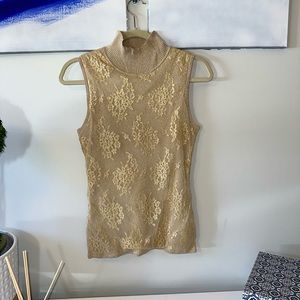 Cache mock Neck Gold Sweater